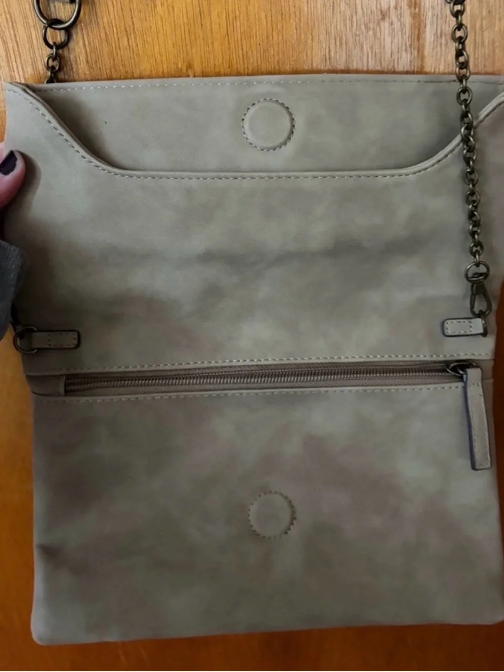 Soft Taupe Fold-Over Crossbody Clutch - Neutral